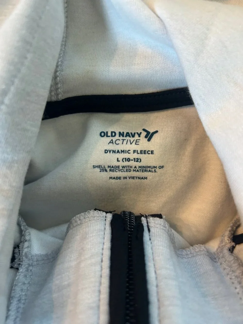 old navy boys zip up hoodie -gray- black- size L(10-12)